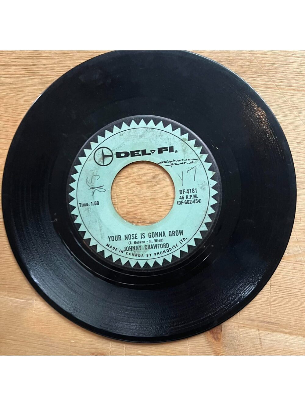 Johnny Crawford - Your Nose is gonna Grow/Mr. Blue 45rpm VG+ R13